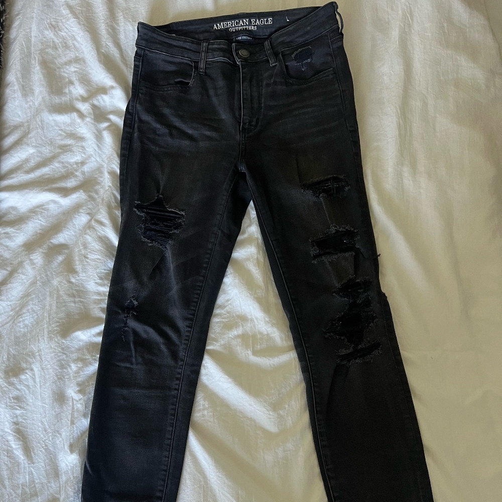 American Eagle Distressed Black Skinny Jeans